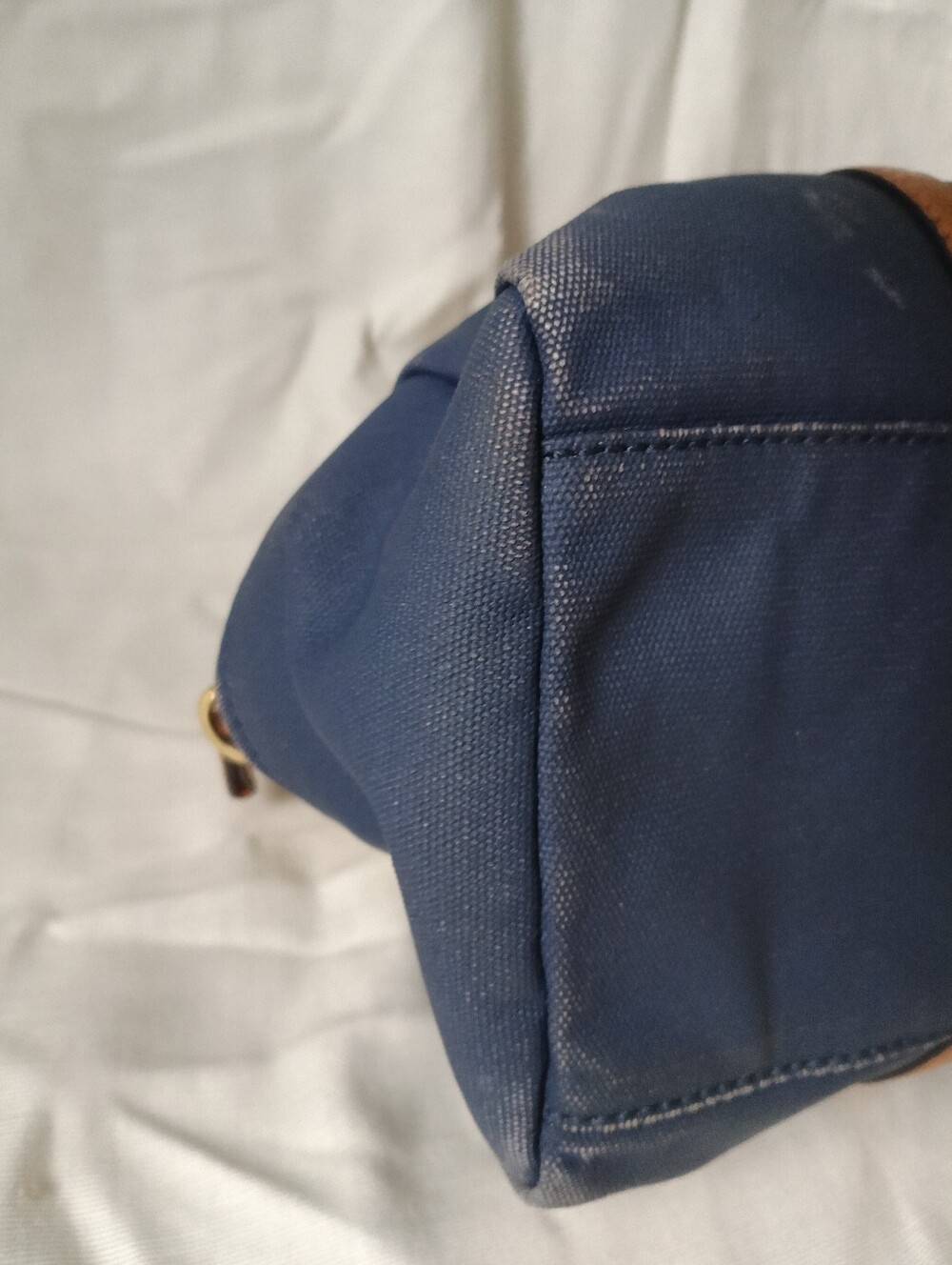 Tory Burch Navy Canvas & Natural Raffia Satchel - Picture 9 of 16
